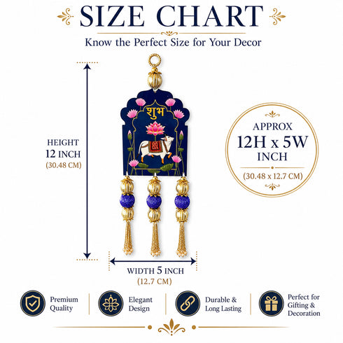 Blue Pichwai Cow Shubh Labh Tassels Hanging Pair for Home Decoration | Craft Shop India