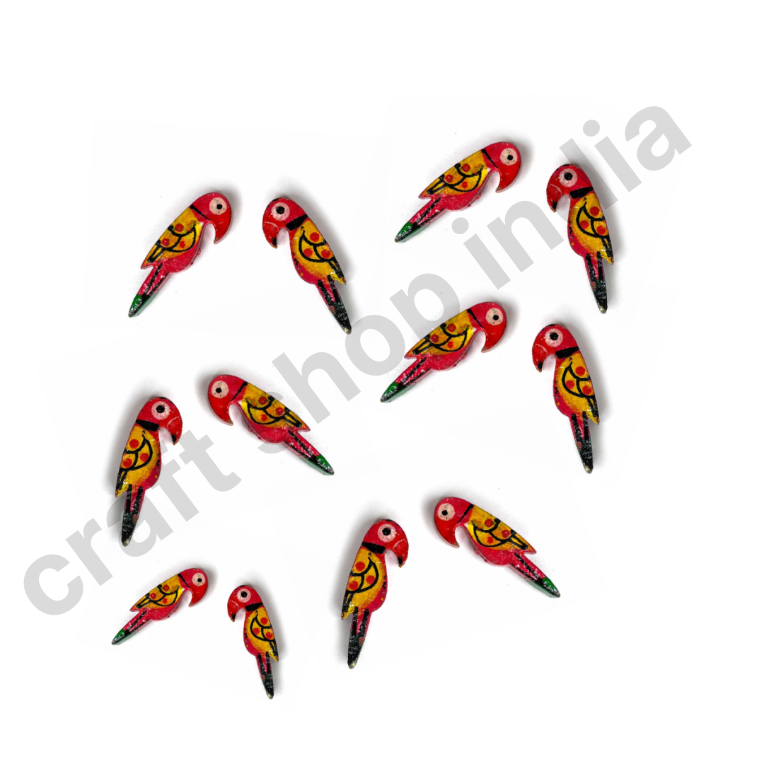 Kaudi & Cream Parrot Tassels Latkan Set Of 10 For Saree Pallu, Dupatta, Blouse, Dress DIY, Art & Craft | Craft Shop India main image 1