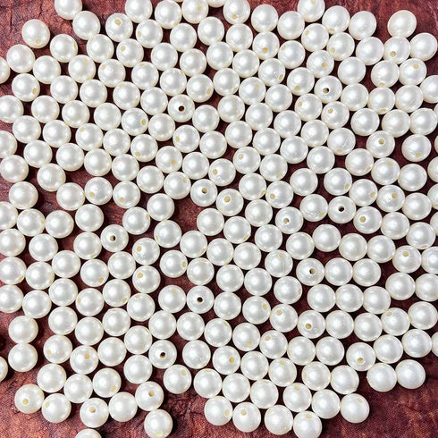 Cream Color 1 Cm Pearl Beads (Pack Of 100 gms)