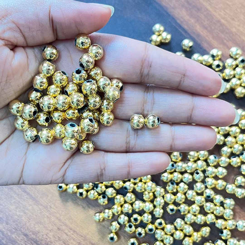 Golden Color 7mm Pearl Beads (Pack Of 100 gms)