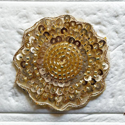 Round Floral Sequin Applique Patches for Wedding & Festive Wear | Craft Shop India