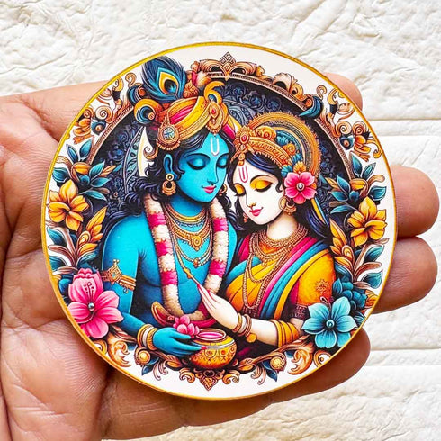 Radha Krishna Devotional Cutout D1 Pack of 10 for Temple, Pooja Room & Festive Décor | Craft Shop India