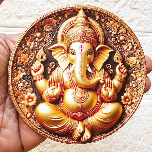 Lord Ganpati Ji Devotional Cutout D3 Pack of 10 for Temple, Pooja Room & Festive Décor | Craft Shop India