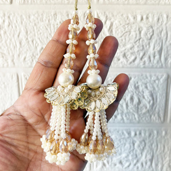 Ethnic Style Mirror & Beads Work Latkan for Blouse, Lehenga & Craft Décor Design 8 | Craft Shop India