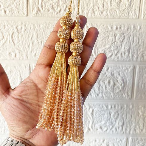 3 Golden Cutdana Beads Latkan Pair for Ethnic Wear & Crafts | Craft Shop India