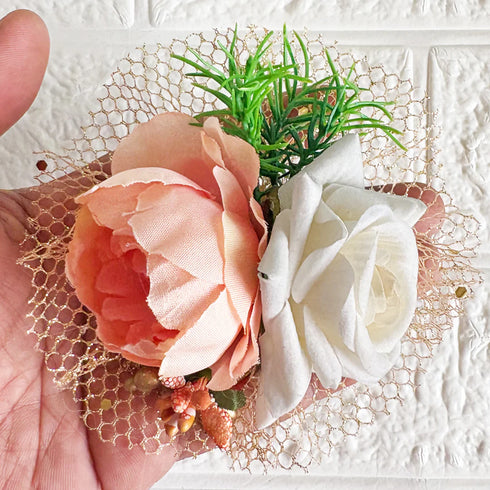 Big Peony with Rose Ready-to-Use Flower Bunch Pack of 4 for Trousseau, Hampers & Wedding Decoration | Craft Shop India