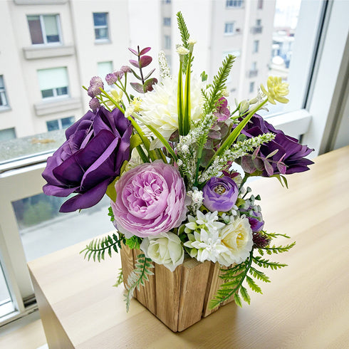 Purple Big Decorative Flower Wooden Centerpieces for Wedding & Home Table Décor | Craft Shop India