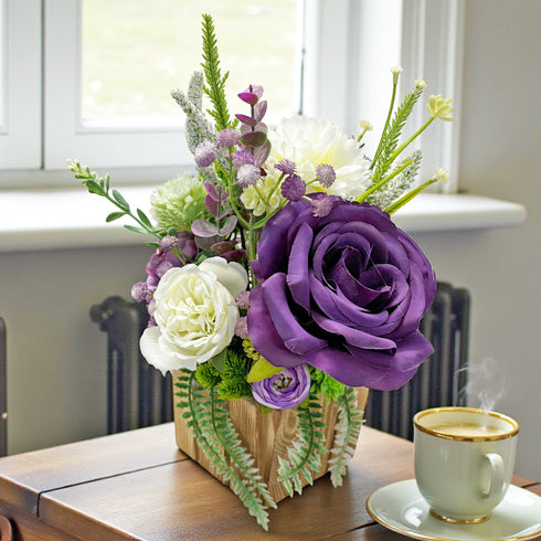 Purple Big Decorative Flower Wooden Centerpieces for Wedding & Home Table Décor | Craft Shop India