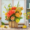 Orange Big Decorative Flower Wooden Centerpieces for Wedding & Home Table Décor | Craft Shop India