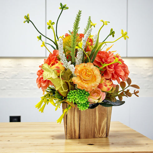 Orange Big Decorative Flower Wooden Centerpieces for Wedding & Home Table Décor | Craft Shop India
