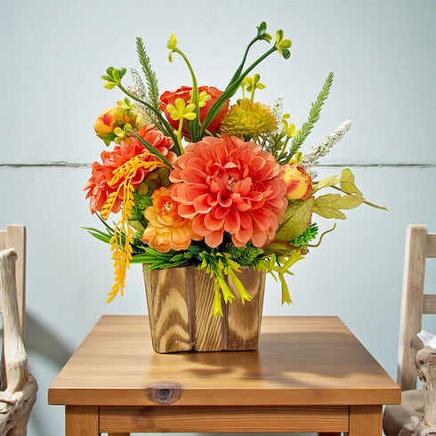 Orange Big Decorative Flower Wooden Centerpieces for Wedding & Home Table Décor | Craft Shop India