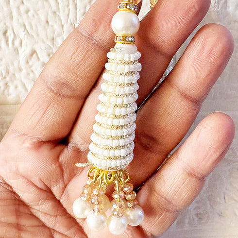 Ethnic Style White Latkan Pair for Blouse, Lehenga & Craft Décor – Design 1 | Craft Shop India