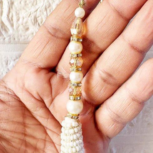 Ethnic Style White Latkan Pair for Blouse, Lehenga & Craft Décor – Design 1 | Craft Shop India
