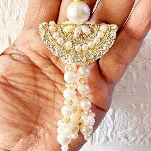 Ethnic Style Semi Circle Beads Work Latkan Pair for Blouse & Lehenga and Dupatta | Craft Shop India