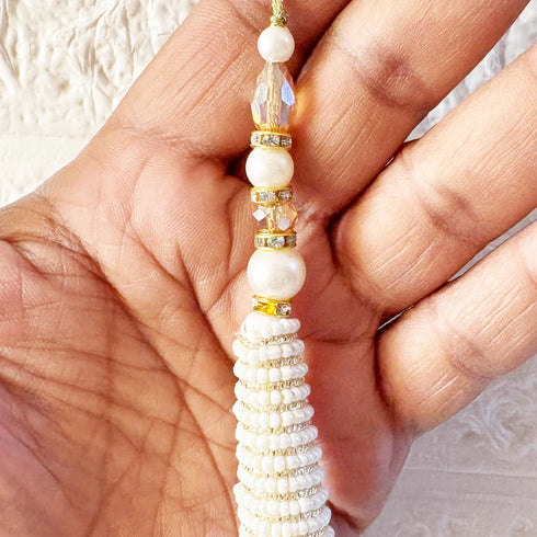 Ethnic Style Beads & Mirror Work Cone Latkan Pair for Blouse, Lehenga & Craft Décor | Craft Shop India