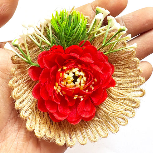 Flower with Jute base Bunch pack of 6 for Trousseau, Gift Packing & Festive Decor | Craft Shop India