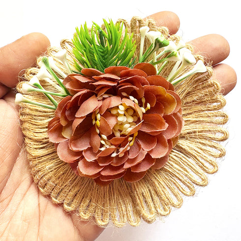 Flower with Jute base Bunch pack of 6 for Trousseau, Gift Packing & Festive Decor | Craft Shop India