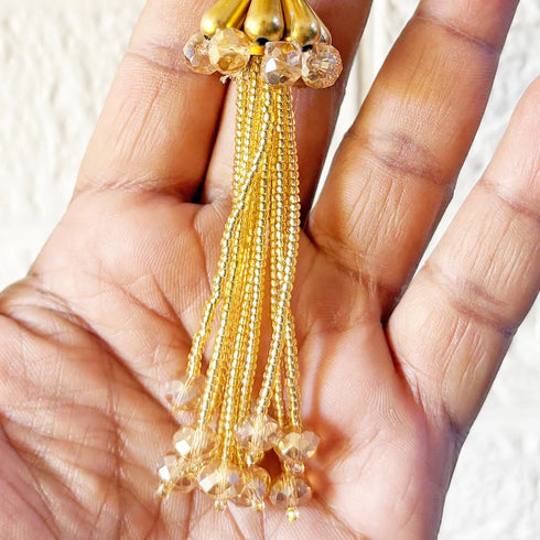 Golden Ethnic Latkan Pair for Blouse, Lehenga & Dupatta | Traditional Tassels