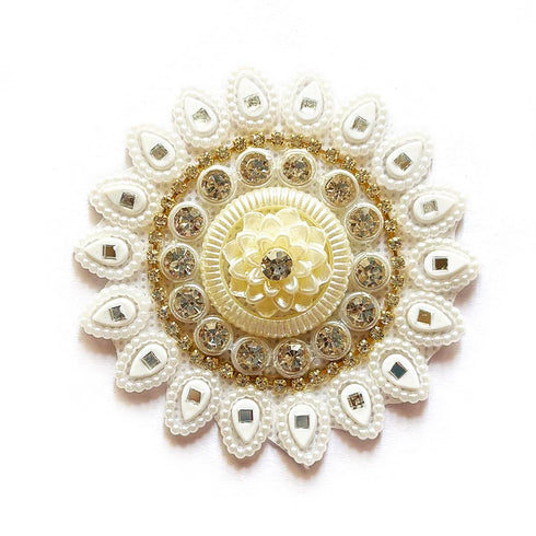 White Floral Rhinestone Patch Pack of 10 For Saree, Blouse, Dupatta and DIY art & Craft | Craft Shop India