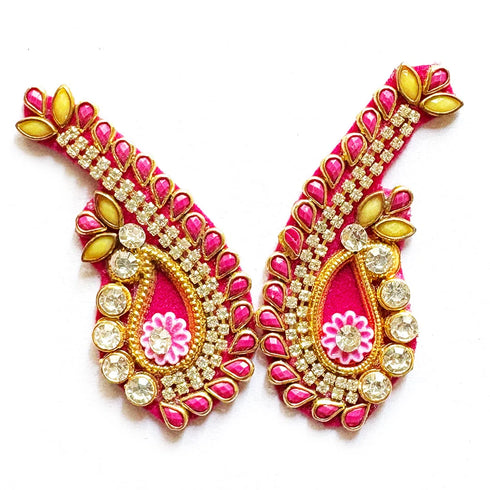 Ganesh Ji Trunk Velvet Rhinestone Patch Pack of 10 For Diwali projects & Craft work | Craft Shop India