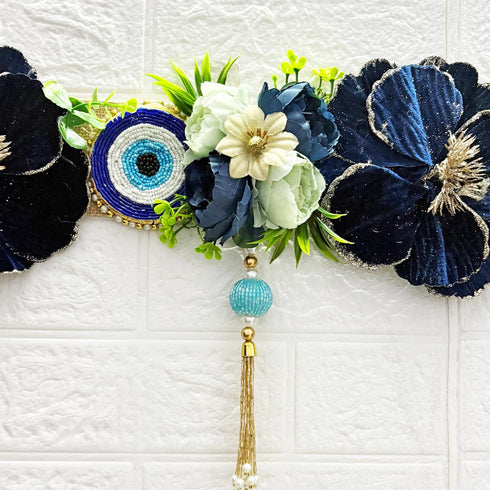 Blue Evil Eye Bandhanwar Toran 40 Inch for Home Door Entrance | Craft Shop India