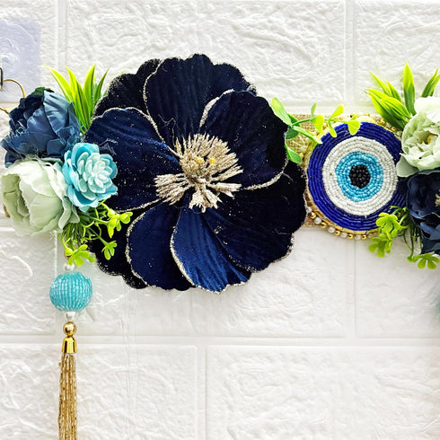 Blue Evil Eye Bandhanwar Toran 40 Inch for Home Door Entrance | Craft Shop India