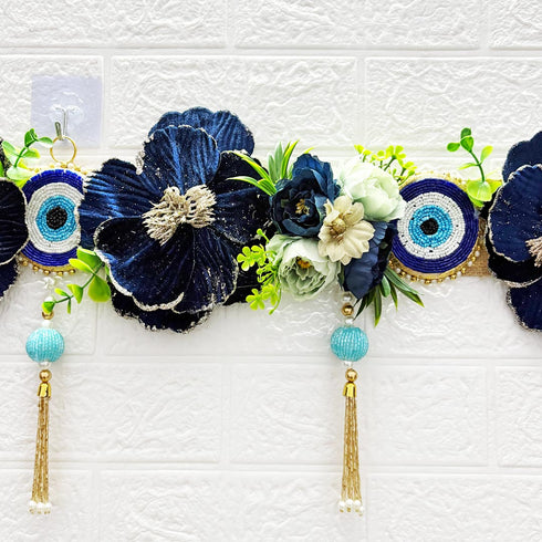 Blue Evil Eye Bandhanwar Toran 40 Inch for Home Door Entrance | Craft Shop India
