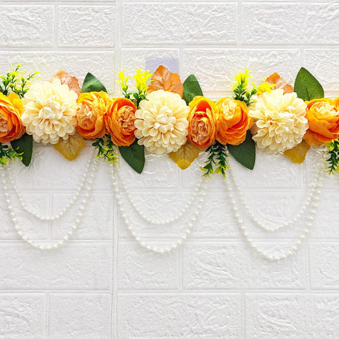 Orange Floral Bandhanwar Toran 40 Inch for Home Door Entrance | Craft Shop India