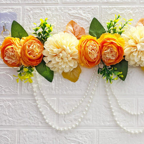 Orange Floral Bandhanwar Toran 40 Inch for Home Door Entrance | Craft Shop India