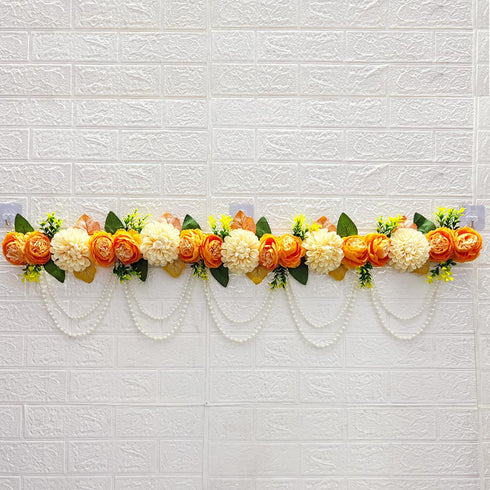 Orange Floral Bandhanwar Toran 40 Inch for Home Door Entrance | Craft Shop India