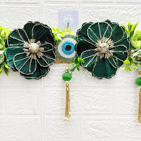 Green Evil Eye Bandhanwar Toran 40 Inch for Home Door Entrance | Craft Shop India