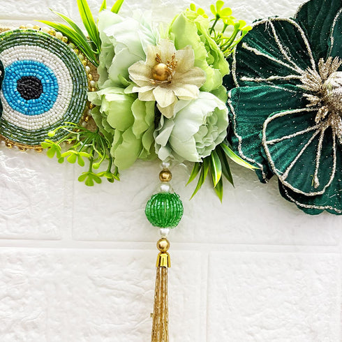 Green Evil Eye Bandhanwar Toran 40 Inch for Home Door Entrance | Craft Shop India