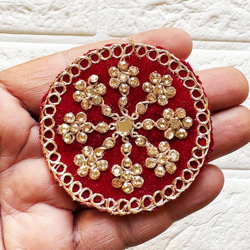 Round Velvet Rhinestone Work Patch Pack of 10 for Saree, Blouse & Dupatta | Craft Shop India