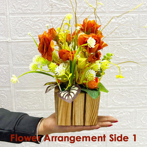 Orange Decorative Flower Wooden Centerpieces for Wedding & Home Table Décor | Craft Shop India