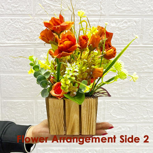 Orange Decorative Flower Wooden Centerpieces for Wedding & Home Table Décor | Craft Shop India