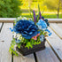 Blue Decorative Multi Floral Wooden Pot Centerpiece for Wedding & Home Décor | Craft Shop India