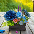 Blue Decorative Multi Floral Wooden Pot Centerpiece for Wedding & Home Décor | Craft Shop India