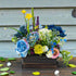 Blue Decorative Multi Floral Wooden Pot Centerpiece for Wedding & Home Décor | Craft Shop India