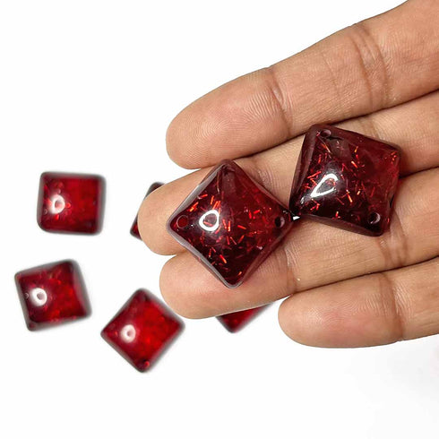 Maroon Color Square Shape Acrylic Button Set Of 10