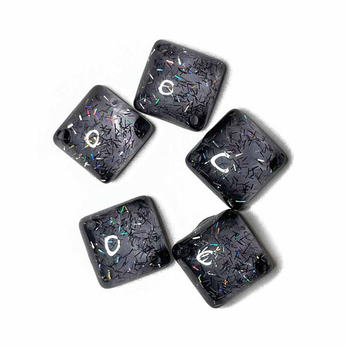 Dark Grey Color Square Shape Acrylic Button Set Of 10