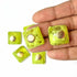 Lime Green Color Square Shape With Golden Circle Acrylic Button Set Of 10
