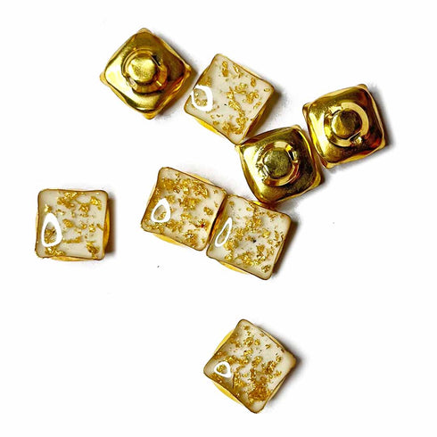 Cream Color Square Fancy Buttons Set Of 10