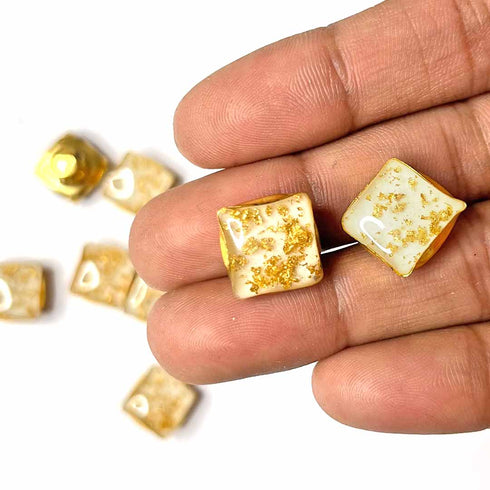 Cream Color Square Fancy Buttons Set Of 10