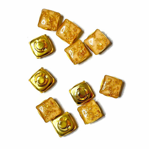 Beige Color Square Fancy Buttons Set Of 10