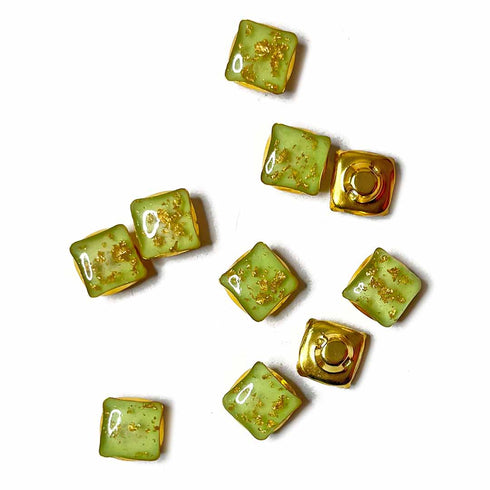 Lime Green Color Square Fancy Buttons Set Of 10