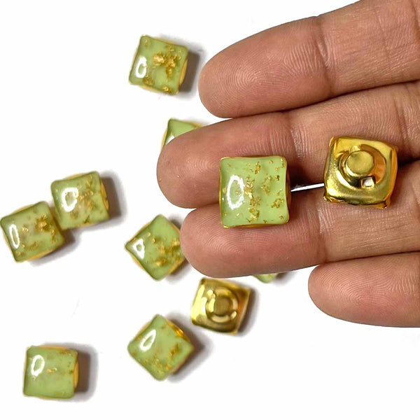 Lime Green Color Button | Square Shape fancy Button | Button | Buttons | design | Womens Craft | Art Craft | Green Color Button | Online Art | Craft Shop India