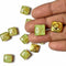 Lime Green Color Square Fancy Buttons Set Of 10