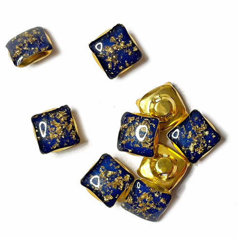 Dark Blue Color Square Fancy Buttons Set Of 10