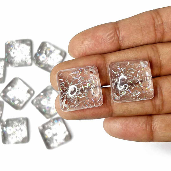 White Color Square Button | Square Shape Button | Square Acrylic Button | Button | Buttons | Set of 10 | Dress making | Craft Shop India | Indian Art | Tradition | Decoration Making
