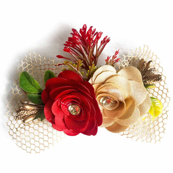 Maroon Color Satin Flower | Satin Flower | Satin Flower Bunch | Bunch Set of 2 | Artificial Flower | Wedding Decoration | Craft Shop India | Maroon Flower Bunch | Golden Color flower Bunch